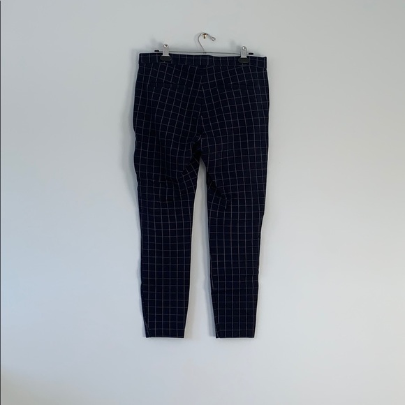 ICHI navy grid print slim fit pant - Picture 2 of 5